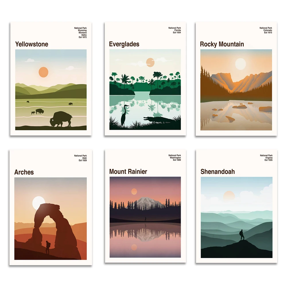 

Zion Arches Glacier Rocky Mountain Bryce Canyon Everglades Joshua Tree Sequoia National Park Poster, Wall Art