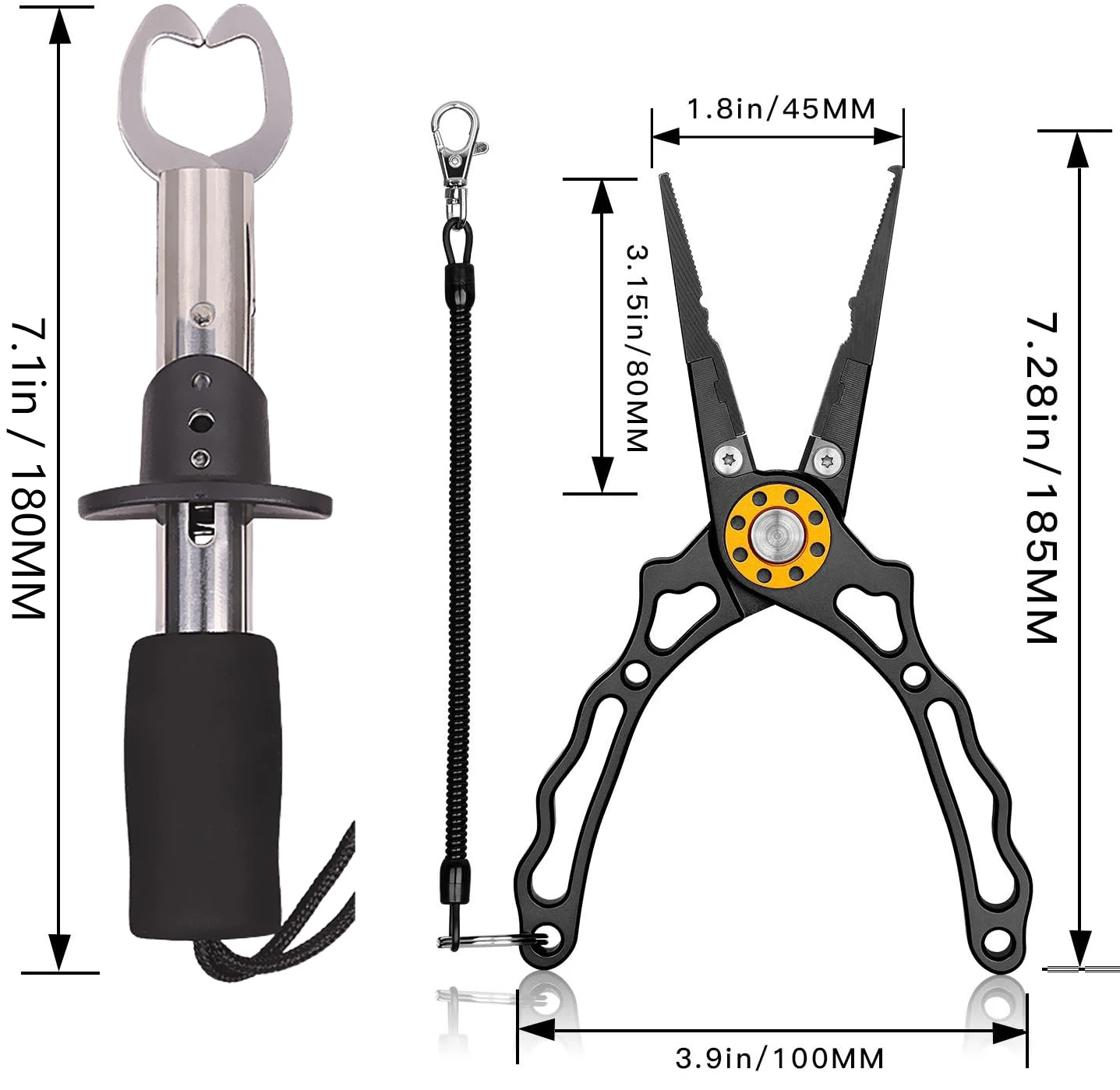 Upgraded Multi-Function Fish Lip Gripper Pliers Hook Remover Split Ring Pliers Ergonomic Stream Fly/Ice Fishing Essential