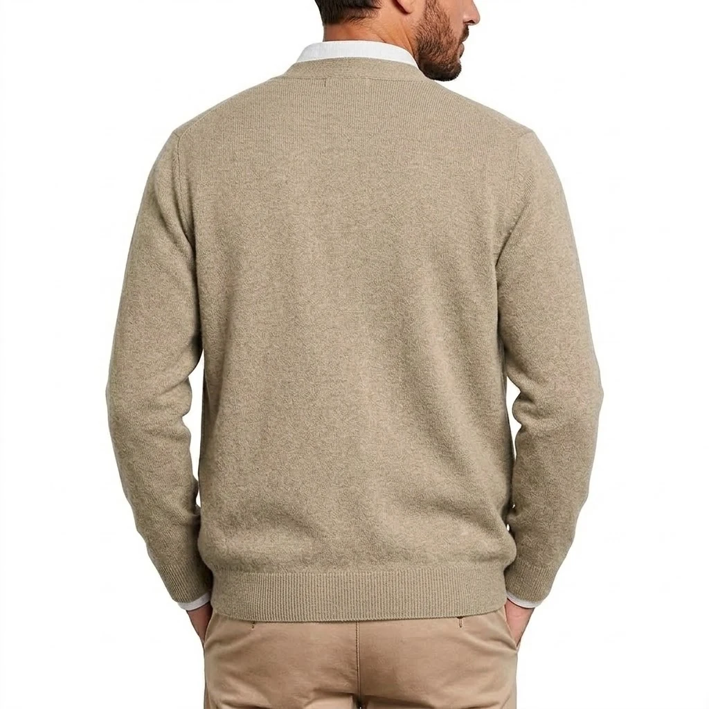 Herbst Herren V-Ausschnitt Strickjacke Pullover mit Knöpfen Langarm Strickpullover mit Taschen Lässiger Mantel Jacke für Männer – Detail 8