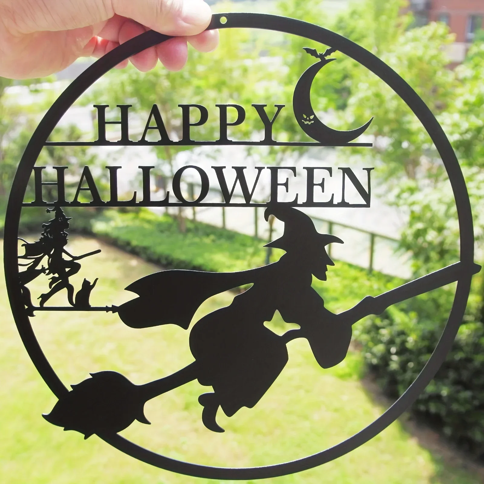 HELLOYOUNG Halloween Witch Metal Wall Art Halloween Wall Decoration Halloween Holiday Gifts Living Room Bedroom Kitchen Home Dec