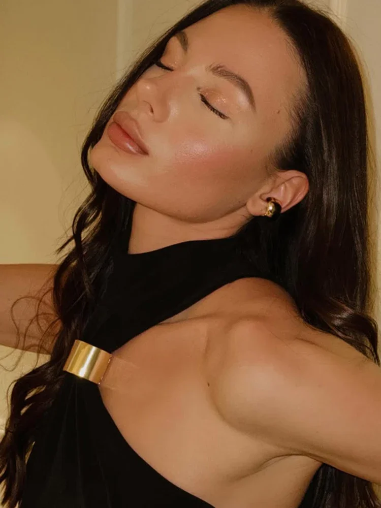 Vestido largo para mujer, vestido clásico de calle con cuello levantado, vestido largo sin mangas, tendencia femenina, Vestidos de noche elegantes