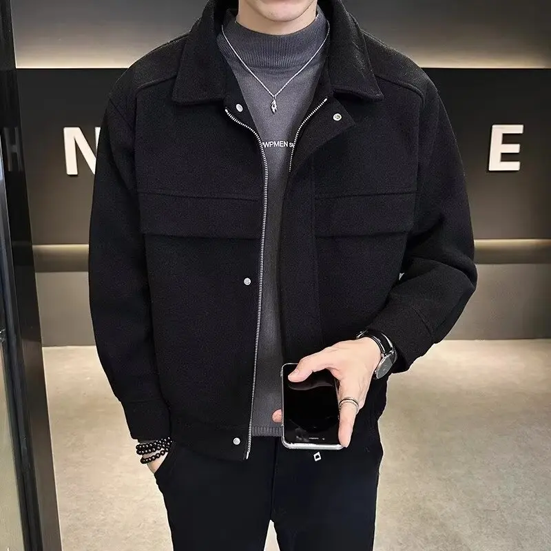 

Мужские короткие повседневные универсальные высококачественные шерстяные осенние и зимние