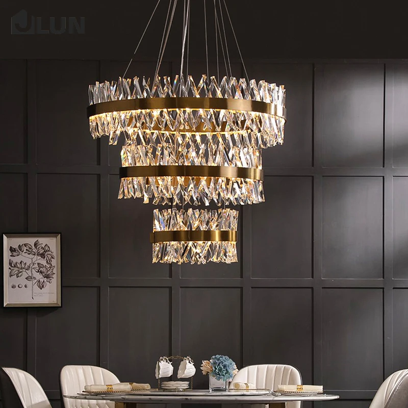 C-shaped crystal chandelier modern light luxury style villa living room chandelier simple dining room chandelier