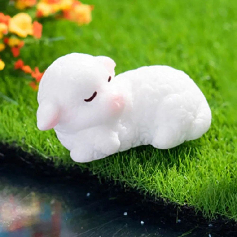 10Pcs Detailed Tiny Resin Lamb Ornament Set Micro Landscape Decor Small Animal Statue Terrarium Garden Home Decoration Figure