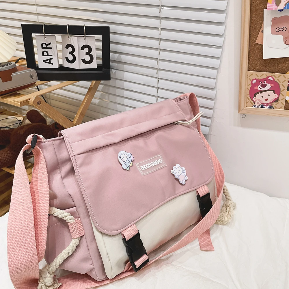 

Harajuku Handbags for Women Large Capacity Student Tutorial Bag Hit Color Ladies Messenger Pouch Zipper Pocket for Work Sports