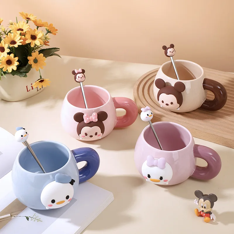 Mickey Mouse Donald Duck Lotso Huggin Bear Winnie the Pooh Cute 400ML Ceramic Coffee Cup Kawaii Mug Water Cup Lovely Holiday Gif