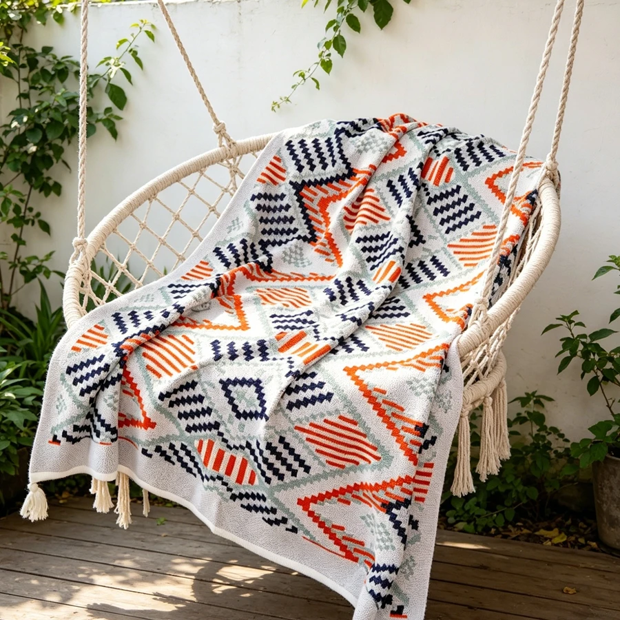 Office air conditioning, knitted shawl blanket, Bohemian Navajo sun blanket, sofa bed tail decorative blanket