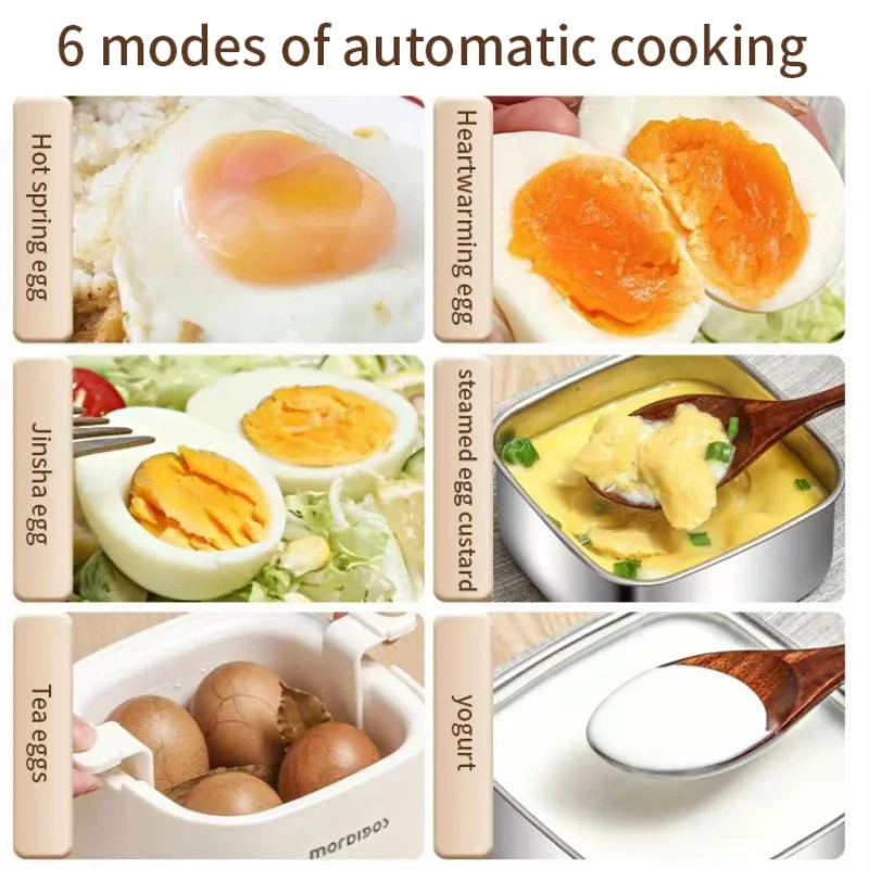 Automatic Electric Egg Cooker with Shut-off EU/UK Multifunctional 6 Modes Food Grade Electric Smart Cooker Breakfast Egg Boiler