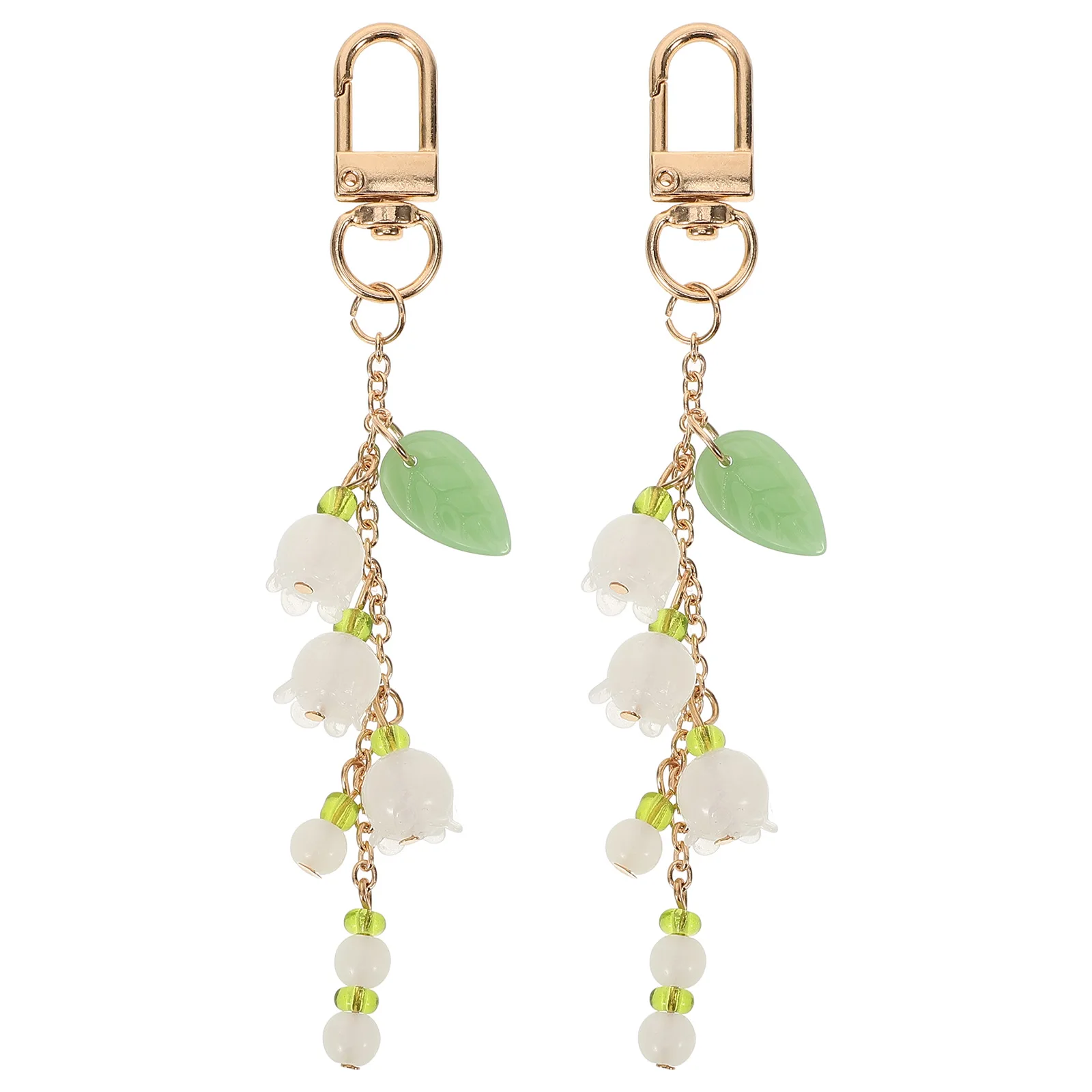 

2pcs Lily of Flower Keychains Decorative Bag Pendant Portable Keychain Decors Car Key Ring Fake Flower Shape