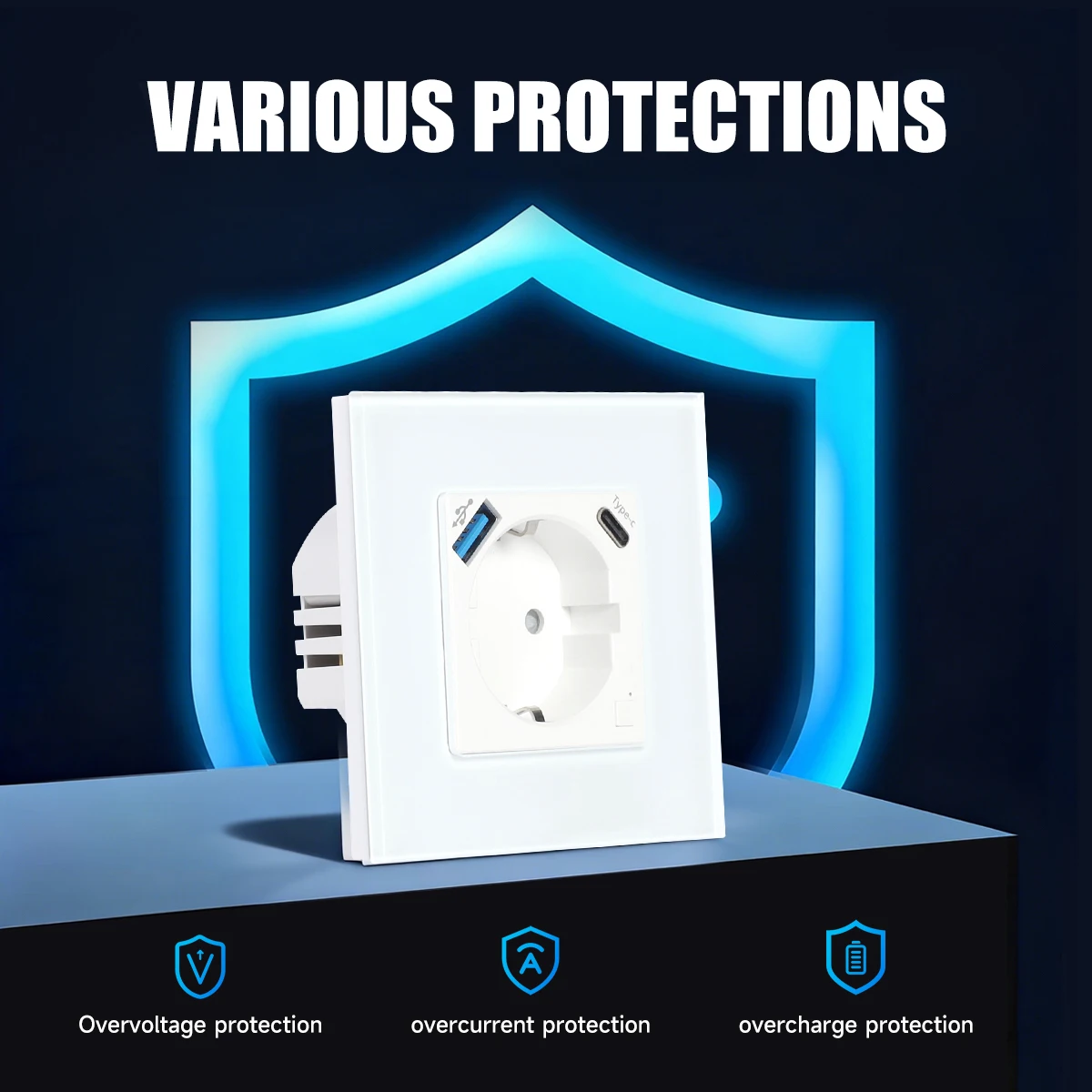 GEYA Wifi EU Socket With 20W Type-C USB Interface Fast Charging Ports Smart Sockets Support Tuya Smart Life Alexa App 16A - view 4