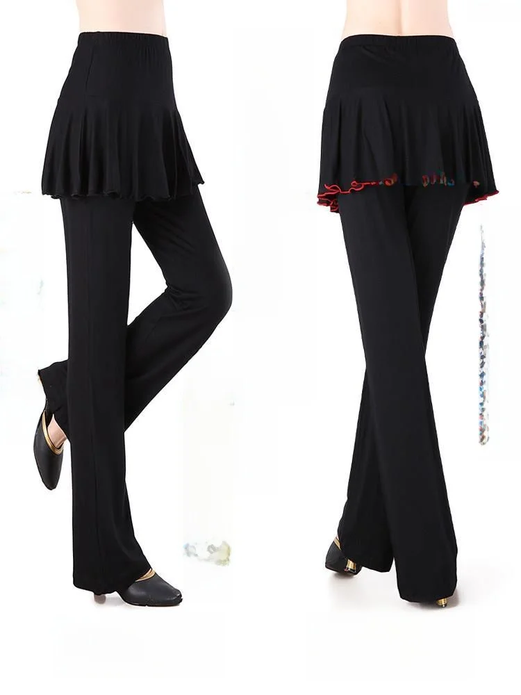 high-waist-modal-dance-pants-women's-long-trousers-skirt-square-dancing-latin-dance-fitness-yoga-exercise-summer-training-pants