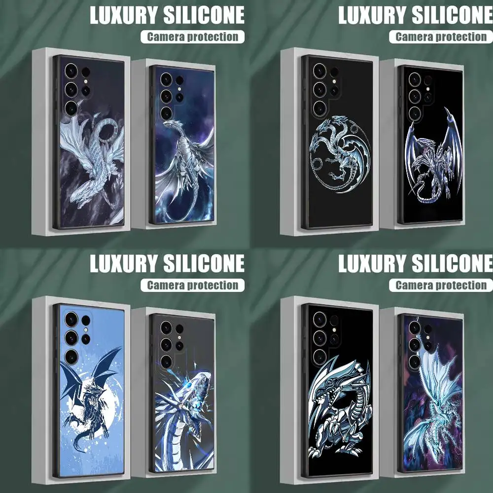 Blue-Eyes W-White D-Dragon Phone Case For Samsung S25,S24,S23,S22,S21,S20,S10,Ultra,Plus,Lite,FE,Soft Silicone Black Cover