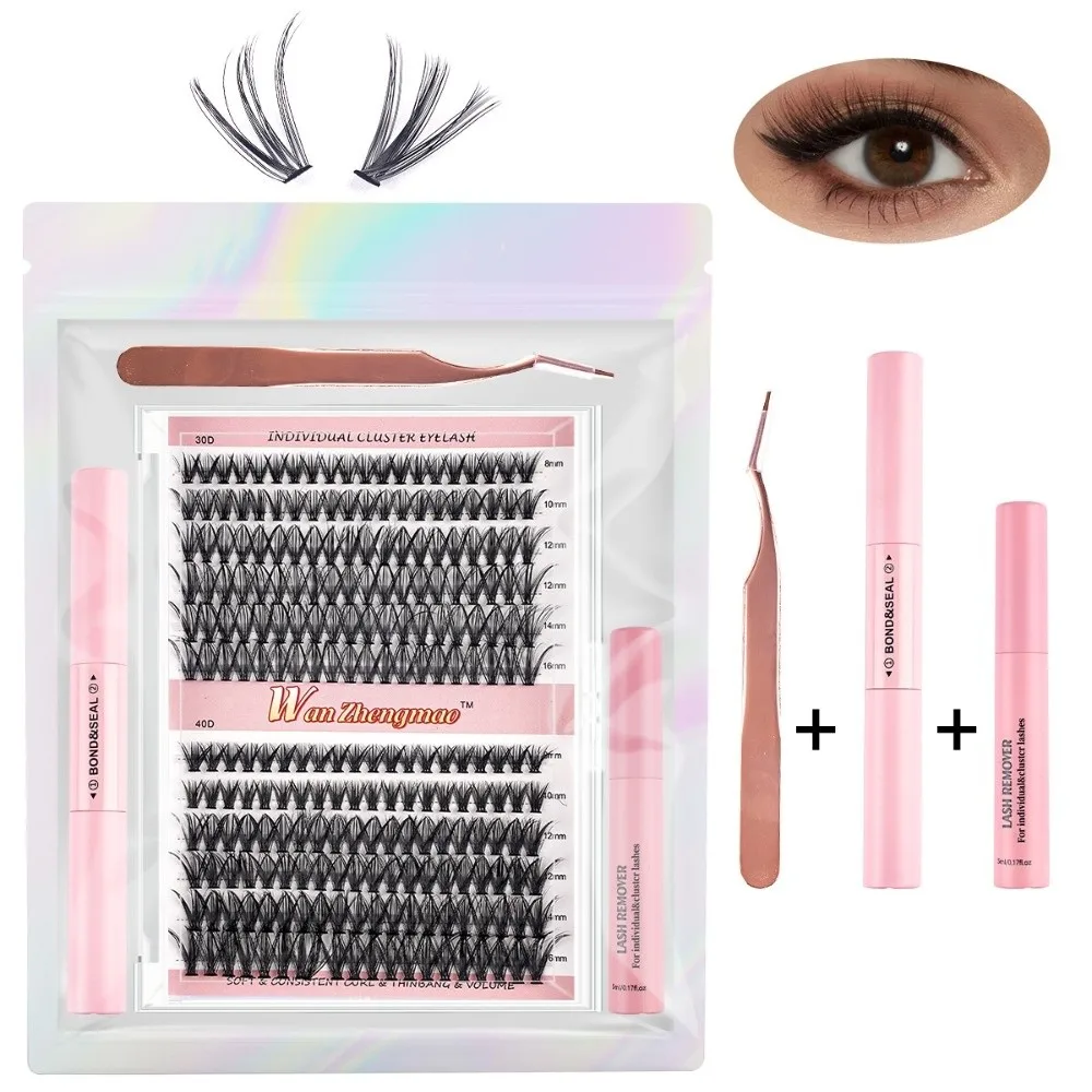 8-16mm Length False Eyelashes Natural Look Bond and Seal 3D Faux Mink Lash Cluster Design Wispy Style Eye Makeup Tools