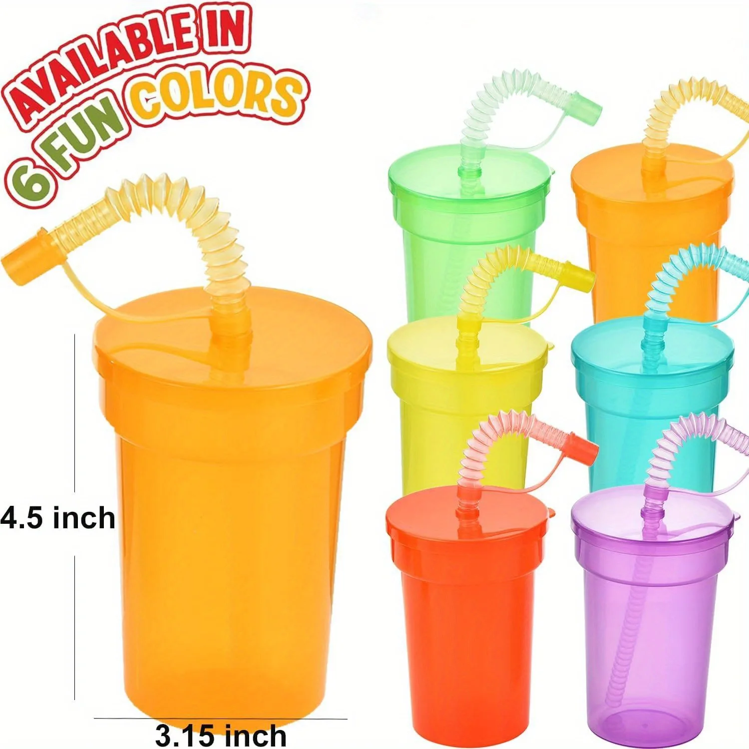 1-30PCS Neon Sipper Cups - Colorful Spill-Proof Cups with Lids and Straws - Ideal for School Events, Themed Parties and Birthda