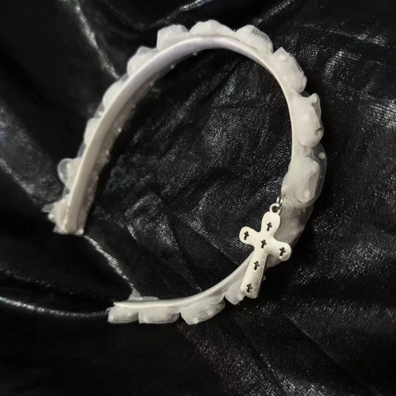 女性用クロスレースヘッドバンド,原宿,ゴシック,パンク,トレンディ,ランドスケープ,サブカルチャー,アクセサリー,y2k