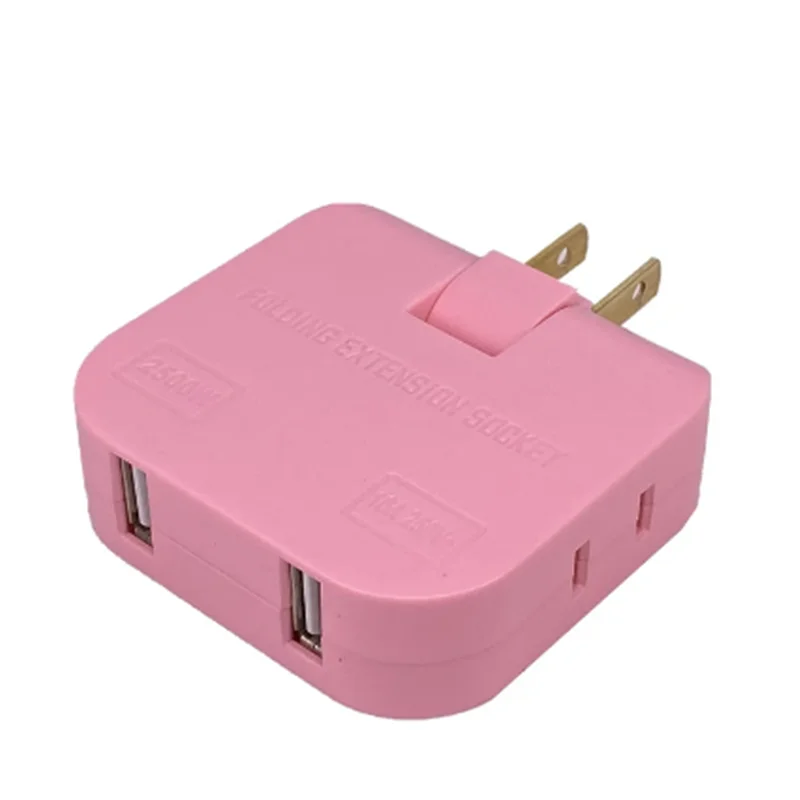 3 In 1 Extension US Plug Electrical Adapter 180 Degree Rotation Adjustable 2 USB Mobile Phone Charging Converter Socket