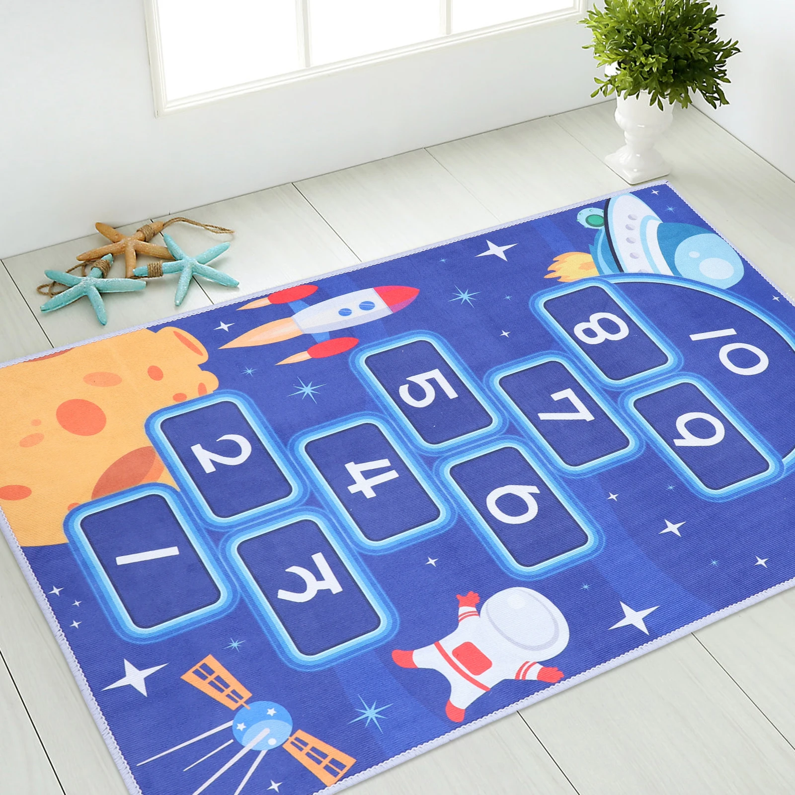 

Hopscotch Game Floor Mat Kids Playing Carpet Children Room Rug Safe Indoor Outdoor Playroom Nursery Polyester