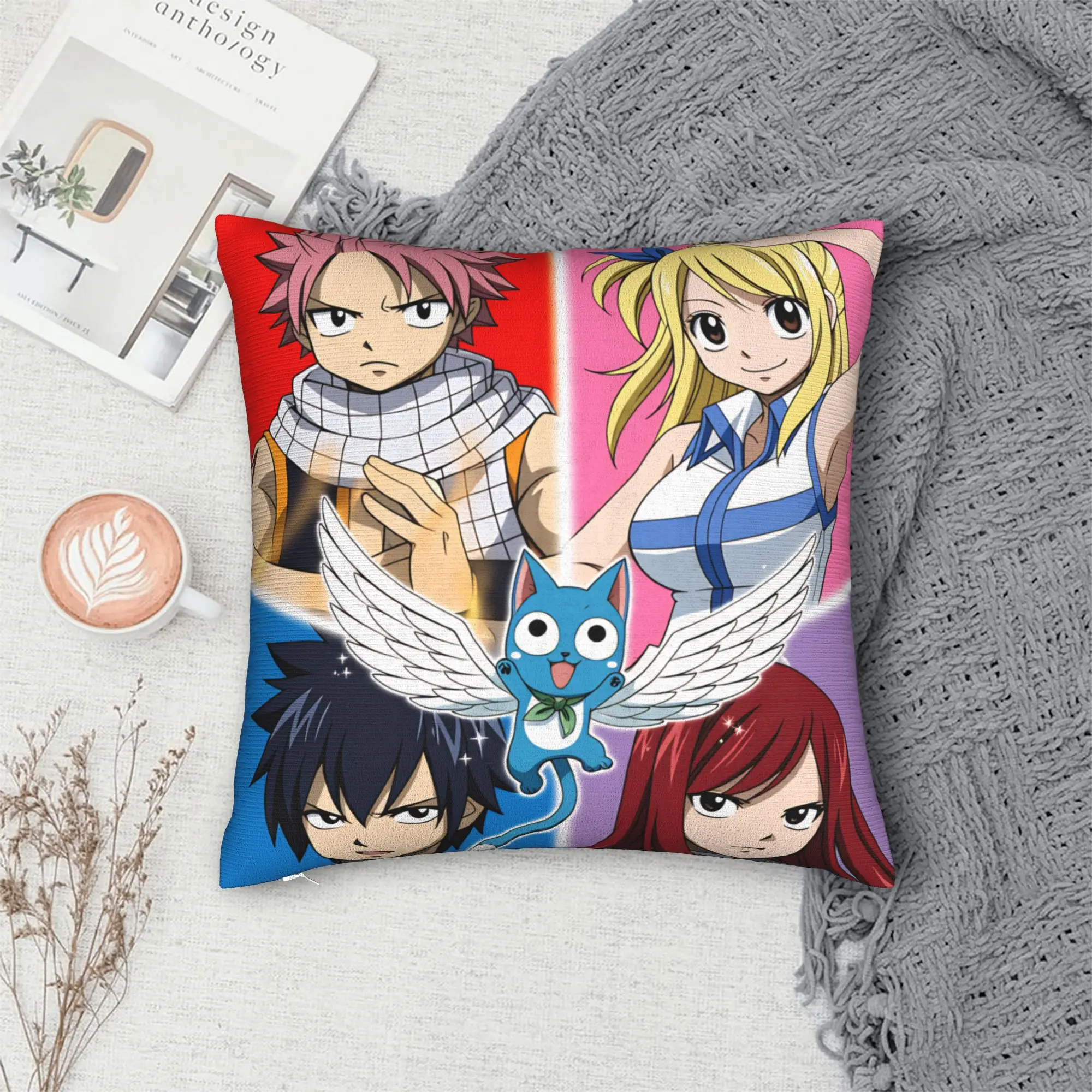 Fairy Tail TV Series Pillowcases Japanese Anime Cute Funny Pillow Case For Sofa Bedroom Home Decor Design Pillow Cover