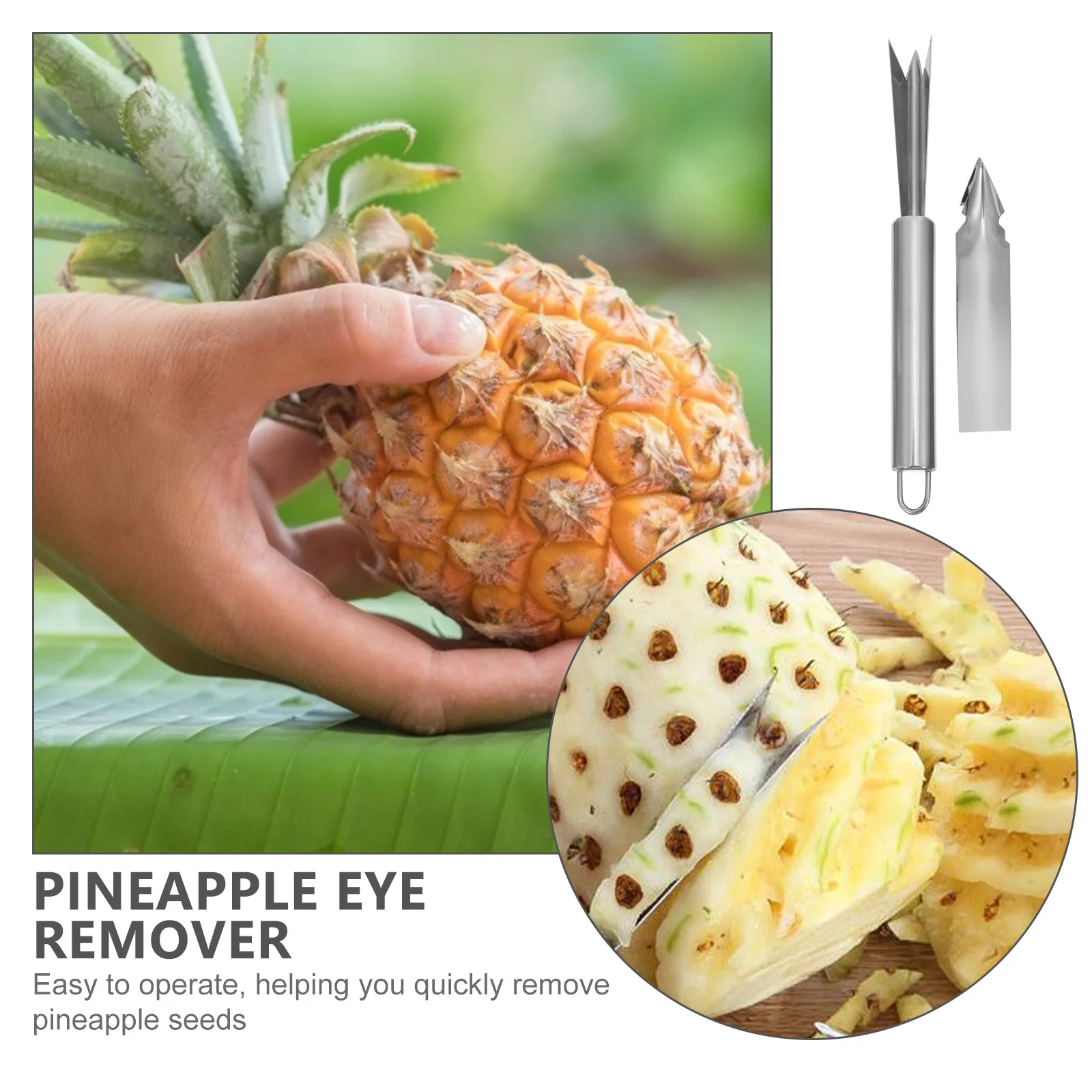 

6Pcs Pineapple Peeler Stainless Steel Paring Cutter Ergonomic Handle Quick Pineapple Eye Remover Household Kitchen Fruit Cutter
