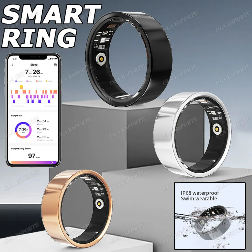 

2025 SmartRing Men Women Heart Rate Blood Oxygen Monitor 5ATM&IP68 Waterproof Camera Music Control Multi-sport Modes Finger Ring