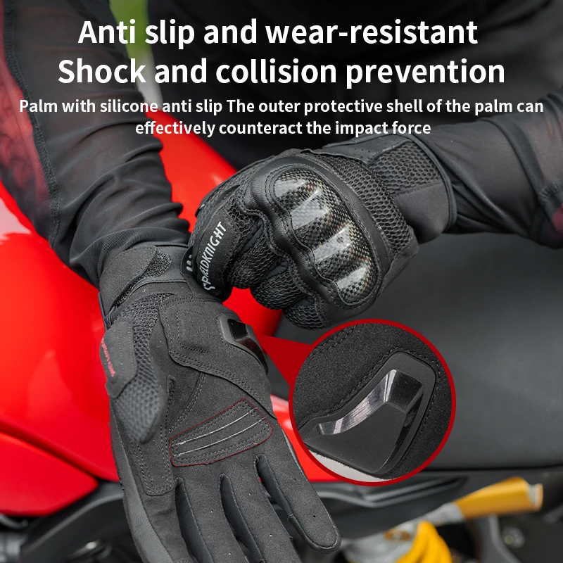 SFK Full Finger Motorcycle Gloves Carbon Fiber Riding Protection Summer Mesh Breathable Non-slip Wear-resistant Riding Equipment