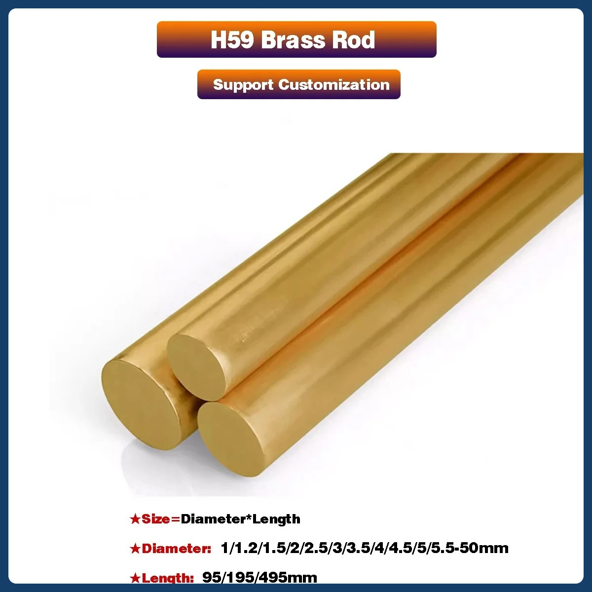 

H59 Brass Rod Solid Copper Rod Diameter 1.5/2/3/4/5/6/8/10-60mm