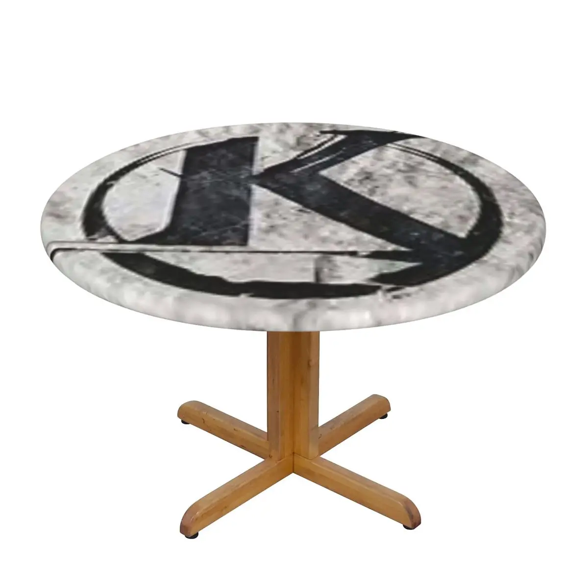 Black Kaamelott Logo On A Gray Background Waterproof Round Tablecloth Oilproof Table Cloth for Kitchen Events Dining Table Cover