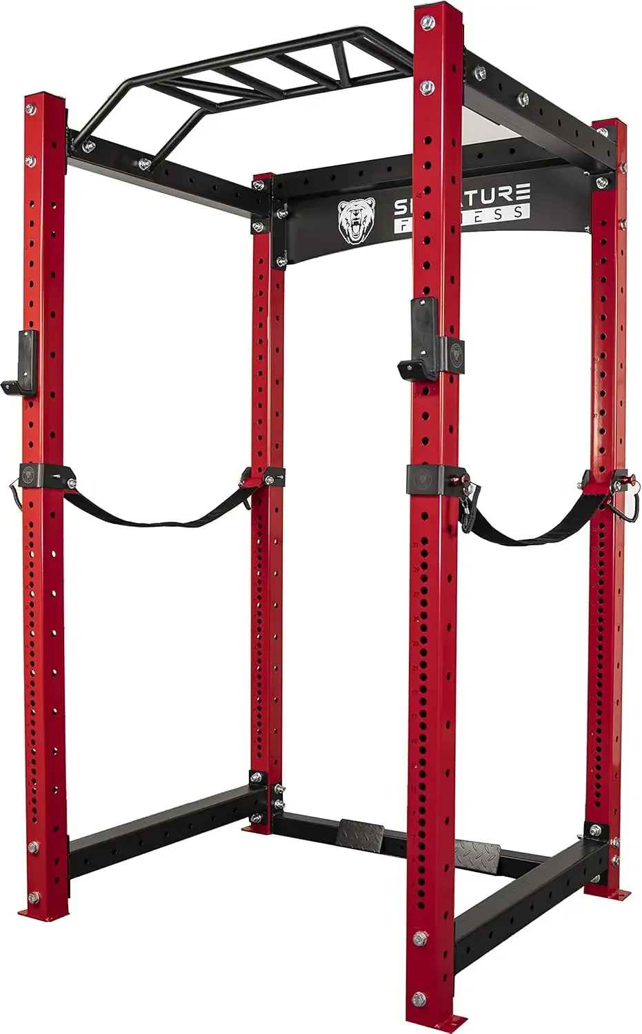 

Fitness 1,000 Pound Capacity 3” x 3” Power Cage Power Rack Squat Stand, Includes J-Hooks and Safety Spotter Arms, Opti