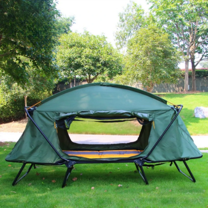 

Large camping ground tent 2 people metal frame foldable camping bed double waterproof family outdoor warm
