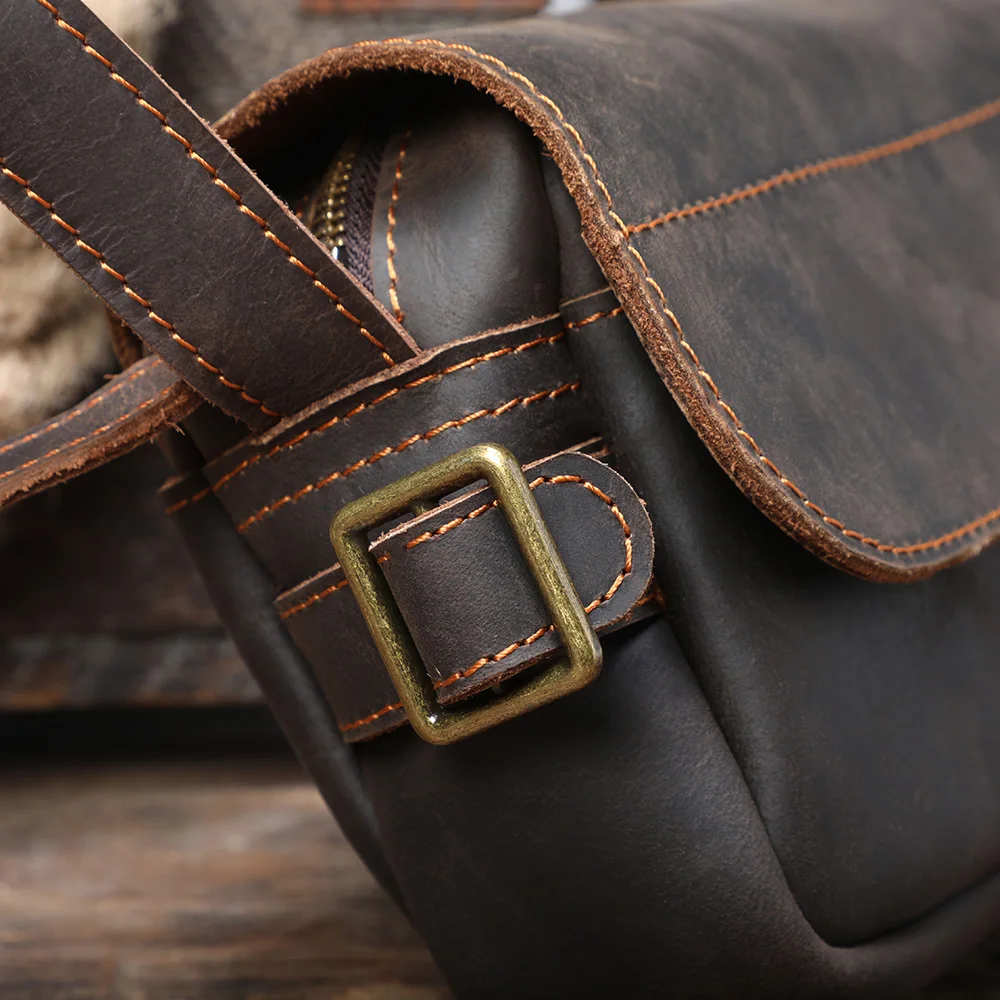 S.WORKER Vintage-Umhängetasche aus Vollnarbenleder für Herren | Umhängetasche aus Used-Leder – Detail 12