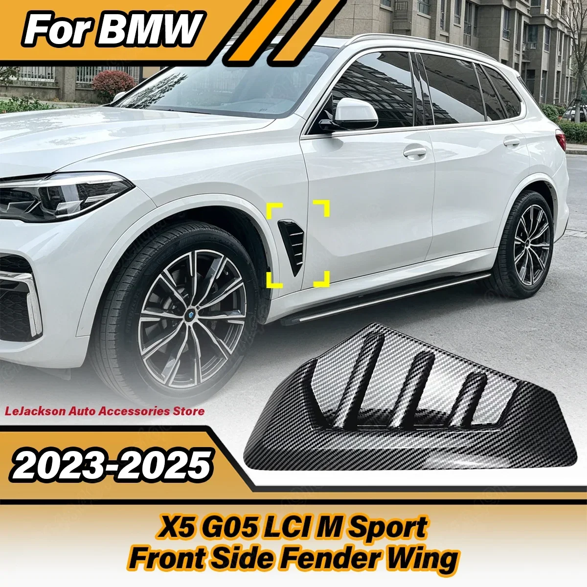 For BMW X5 G05 LCI M Sport 2023 2024 2025 Auto Front Side Fender Wing Car Air Vent Cover Shark Gills Sticker Body Decorate Kit
