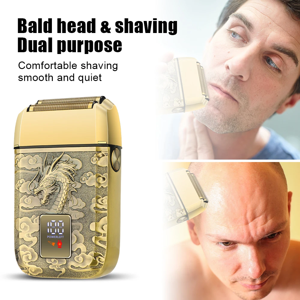 Upgraded Electric Shaver with Triple Blades, Digital Display, Retro Design for Effortless Shaving - Men's Exclusive