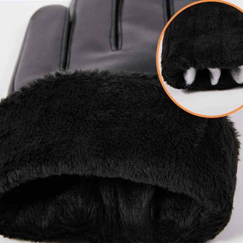 Touch Screen Sheepskin Gloves for Men Velvet Lined Thickened Proof Driving Cycling Motorcycle Mittens Winter Protection