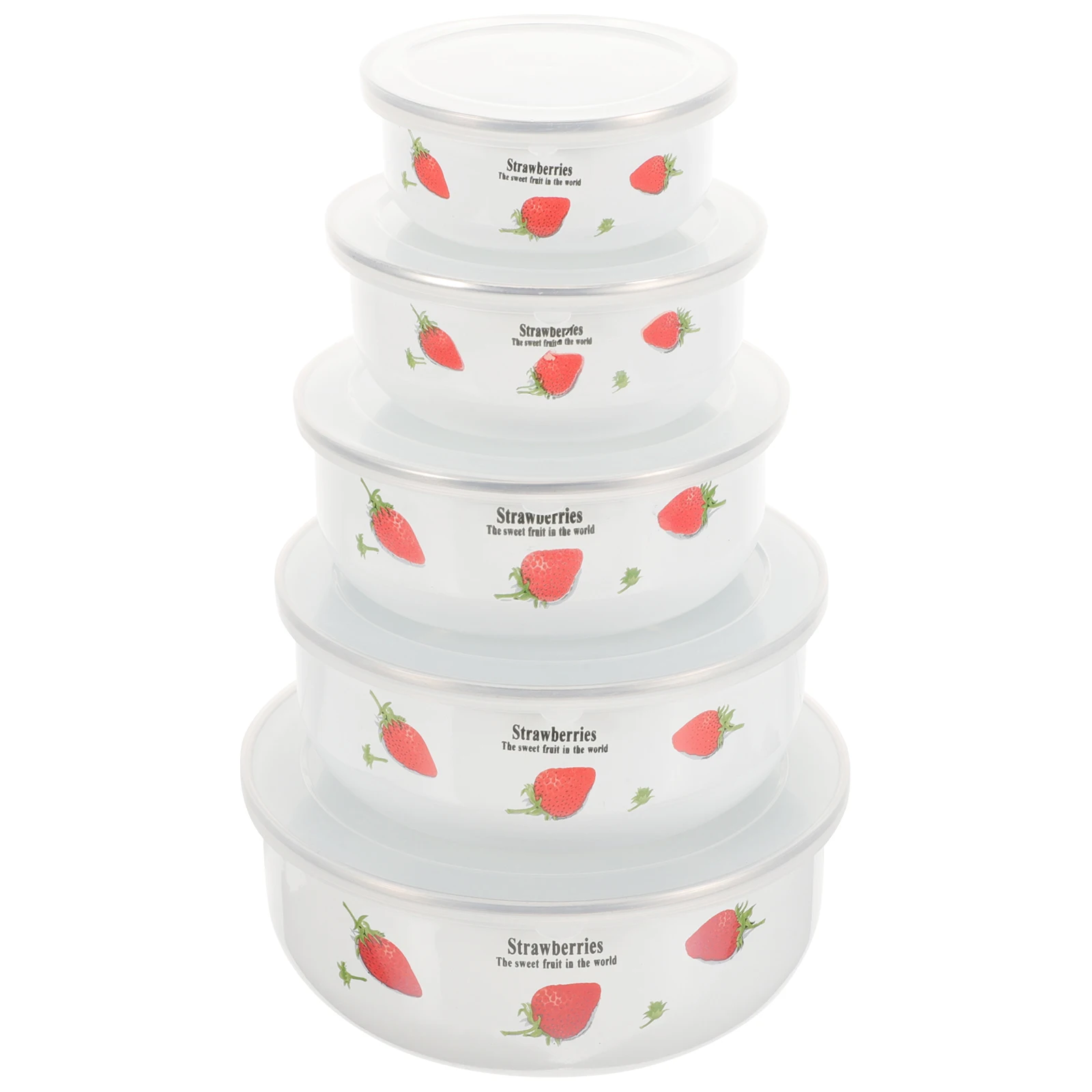 

5 Pcs Lid Soup Storage for Fruit Salad Storage Thick Bottom Stackable Soup Container Enamel Salad Bowl Bowl Red Color