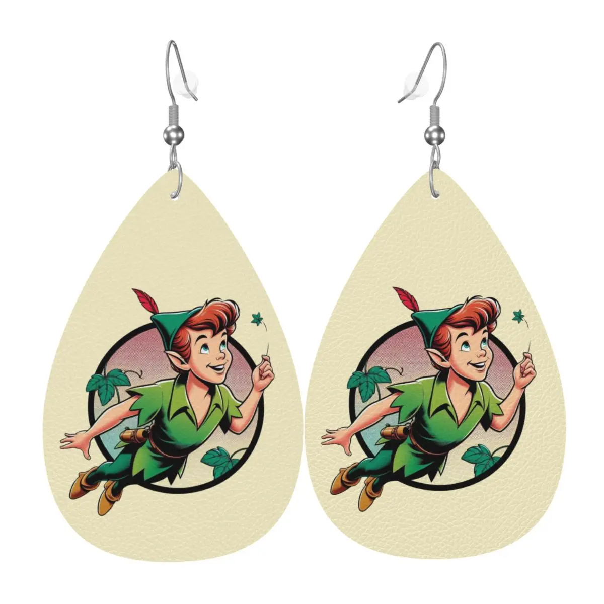 

Custom Peter Pan Wallpaper Leather Earrings for Women Teardrop Dangle Earrings Jewelry Accessories