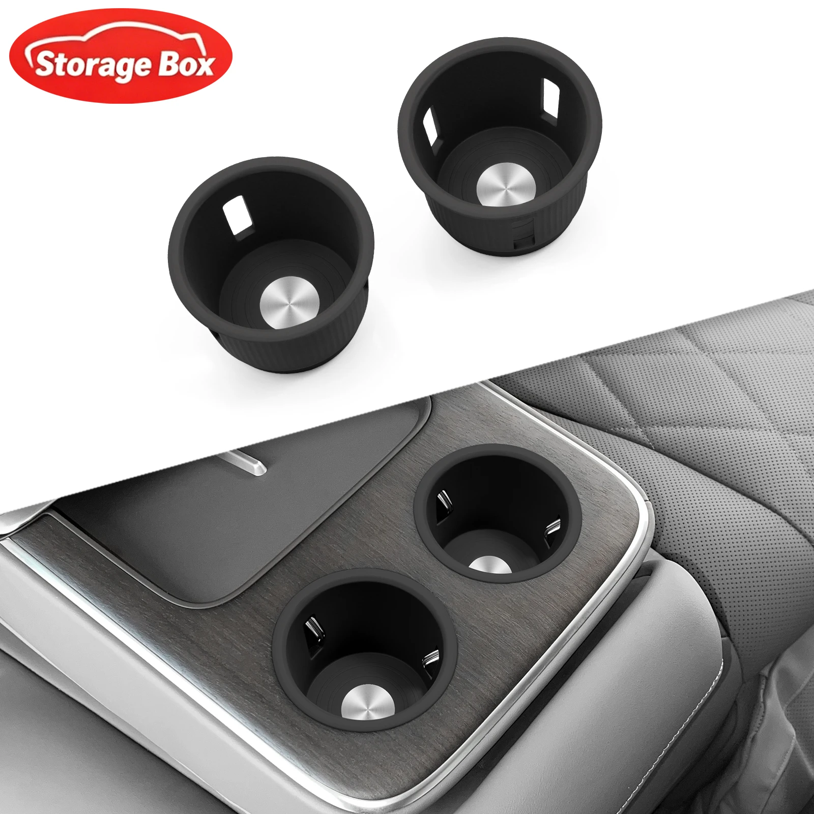 Second Row Cup Holder Storage Tray Silicone Shock Absorbing Central Armrest Cup Box Tidying For SERES AITO M9 5Seats