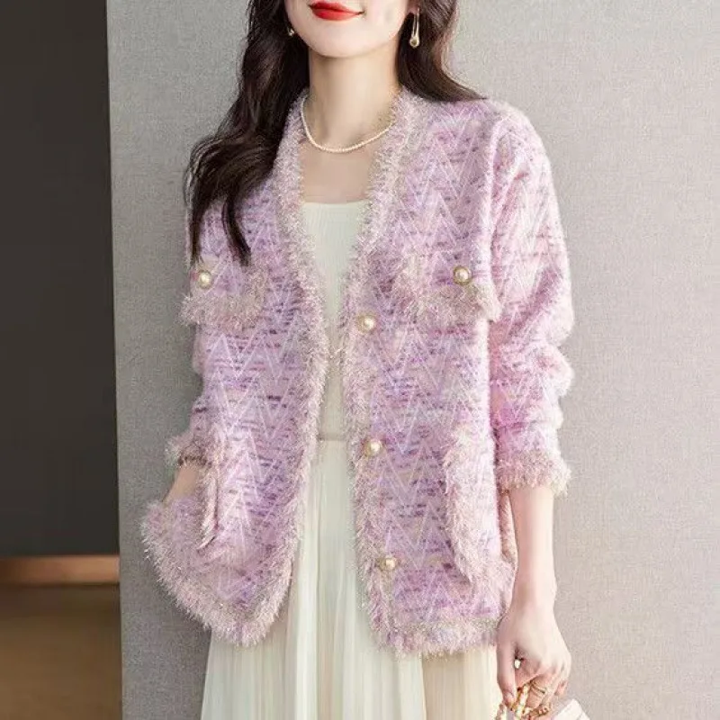 Xiaoxiangfeng Sweater Jacket, Feminine Temperament, Tassel Spring And Autumn New Style, Mink Fur Knitted Cardigan,