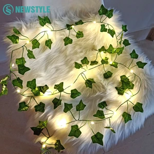 2 metros atmosfera hera videira led luzes da corda 20 lâmpadas folha verde luz da corda de fadas capina paty decoração natal casa parede planta 12 principais vendas luminaria parede corda - №8