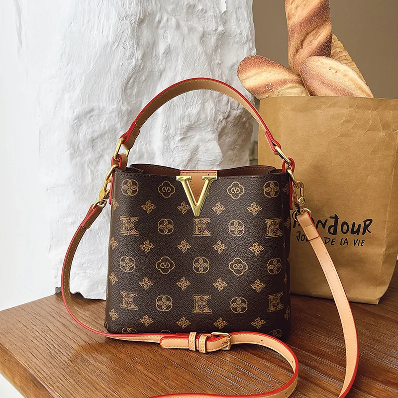 

Зимняя коллекция 2026: Винтажная сумка-ведро с цветочным принтом для женщин – роскошная, универсальная, шикарная сумка через плечо/кроссбоди