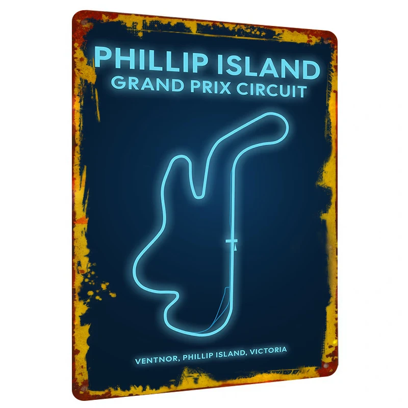 Phillip Island Grand Prix Circuit Neon Metal Wall Art Australia Racing Decor Home Decoration
