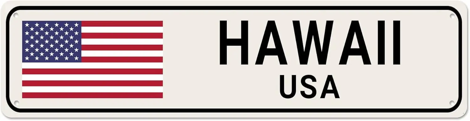 USA Flag Sign, Hawaii Sign Hawaii Decor United States Location Sign, Funny Wall Decor for Home/Man Cave, Quality Metal Signs 16x