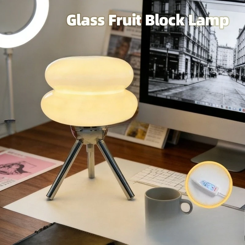 Simple Egg Tart Table Lamp, Desktop Ambient Decor Night Light for Living Room Bedroom Study