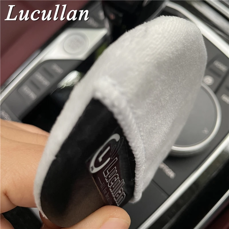 Lucullan-esponja de microfibra para pulido de cera de coche, aplicador de revestimiento de satén de gamuza blanca súper fina, Mini bolsillo