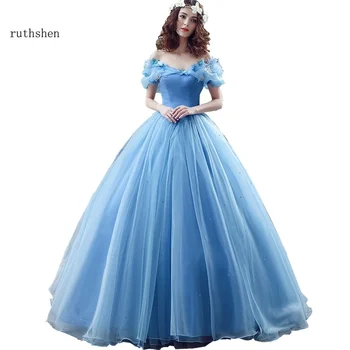 ที่กําหนดเอง Fairy Vestidos De Dulces 16 Quinceanera ชุด Light Blue Off ไหล่ผีเสื้อหวาน 15 Masquerade Ball Gowns