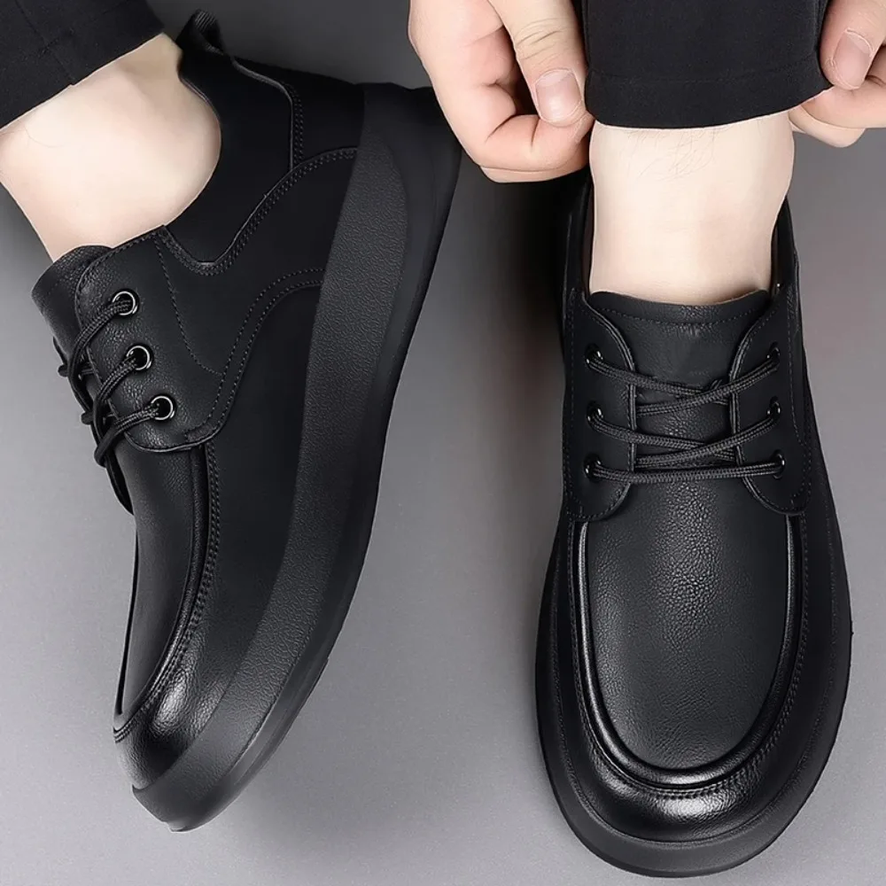 

2026 Outdoor Men's High-quality Leather Lace Up Casual Sports Shoes Fashionable Brand Men's Comfortable Non Slip Board Shoes