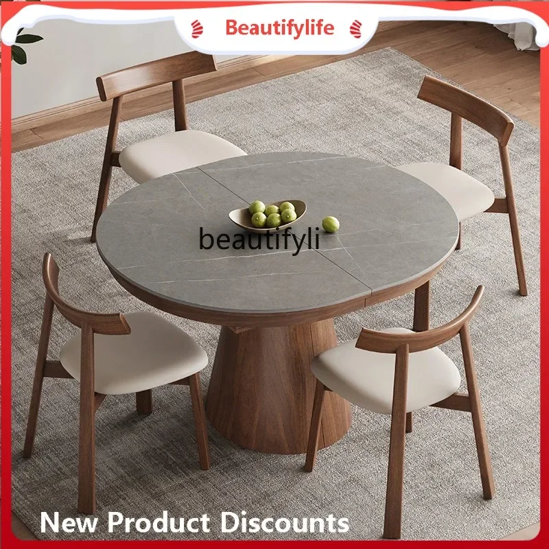 K185 Dining Table Convertible Round Table Small Apartment Dining Room Table Living Room Home Telescopic Invisible Foldable