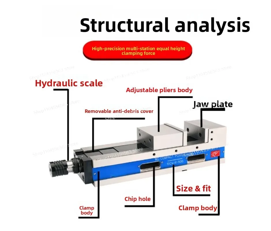Precision Hydraulic Vice C N C Machining Center Hydraulic Flat Pliers Mechanical Double Force Pressure Pneumatic Pliers