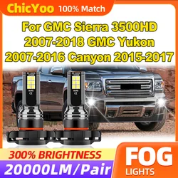 20000LM Canbus LED Fog Lights 60W Fog Lamps 12V 6000K White For GMC Sierra 3500HD 2007-2018 GMC Yukon 2007-2016 Canyon 2015-2017