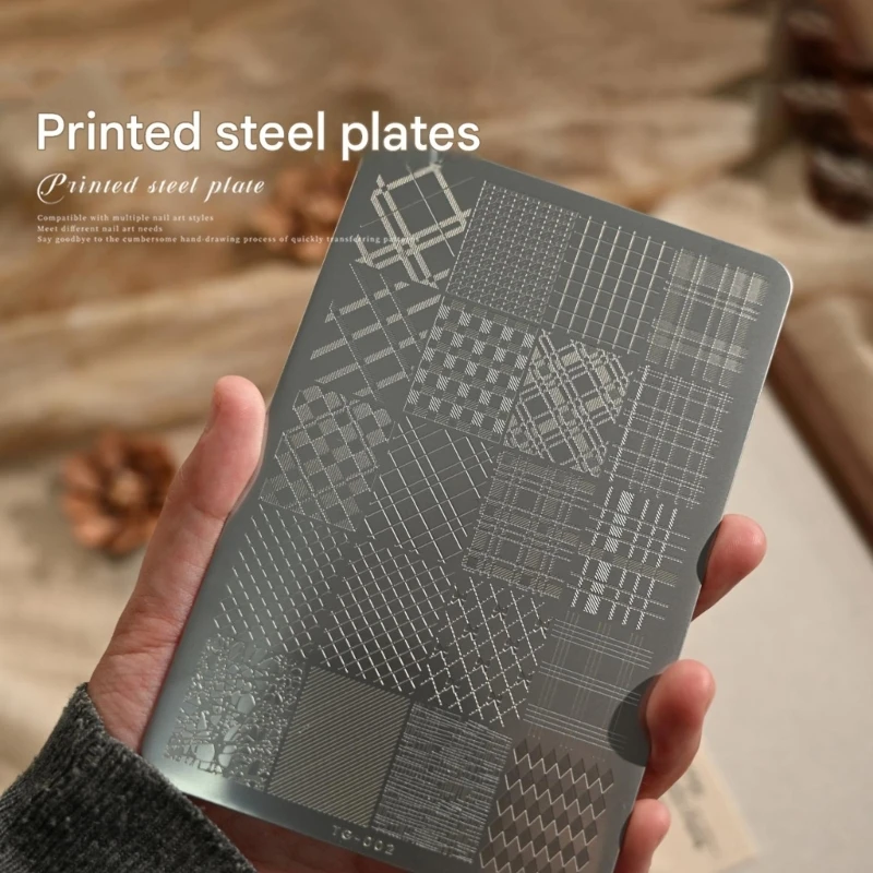 Reusable Art Transfer Plate with Postmark Engraving, Stainless Steel Stamping Plate for DIY Manicures, Salon Design Work and