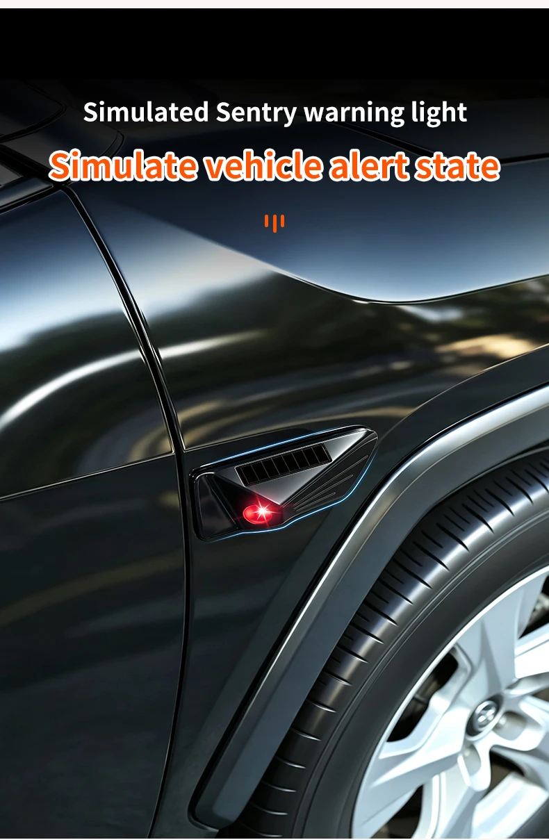 Solarbetriebene Auto-Simulation, Wachmodus, Überwachung, Warnung, LED-Blatt-Panel, kabellose universelle Modifikation, dekorative Beleuchtung – Detail 9